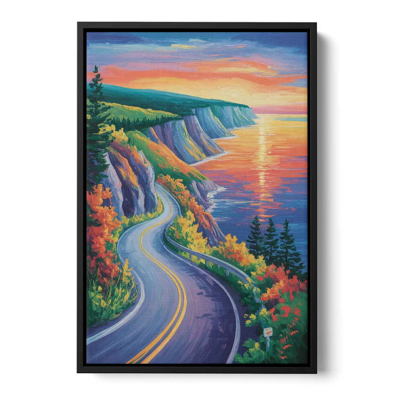 Cabot Trail Vista Front - Black Canvas Wall Art