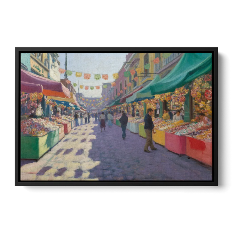 Calle de los Dulces Front - Black Canvas Wall Art