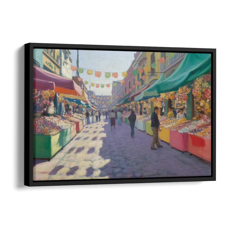 Calle de los Dulces Side - Black Canvas Wall Art