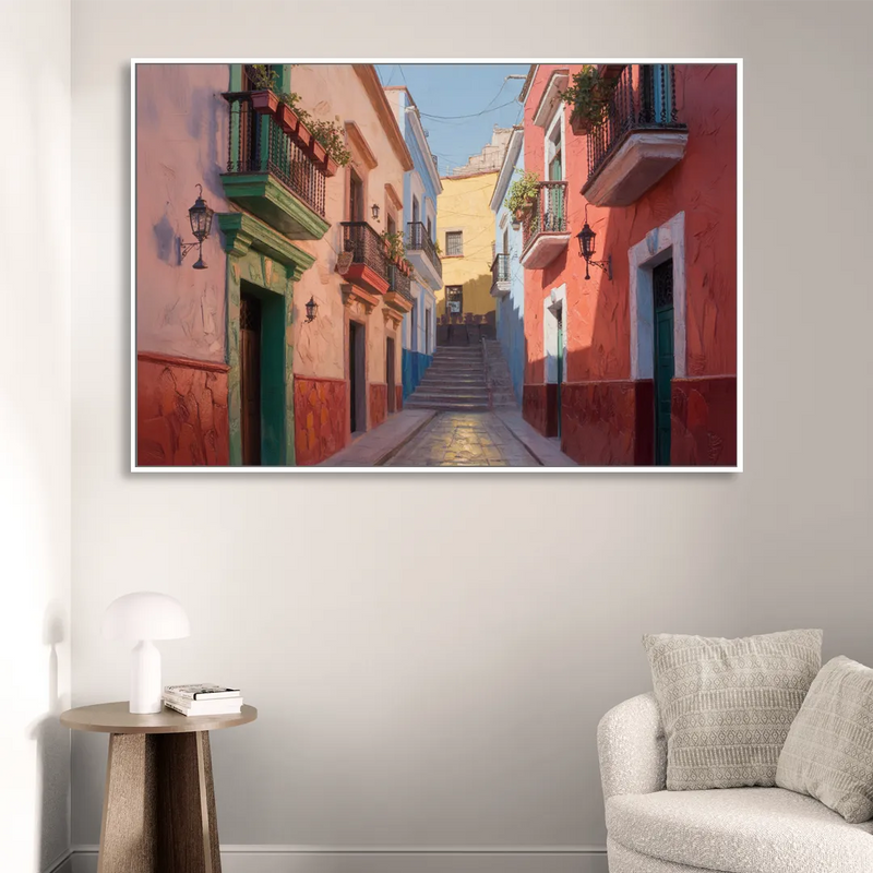 Callejón del Beso Alley Sitting Room - White Canvas Wall Art