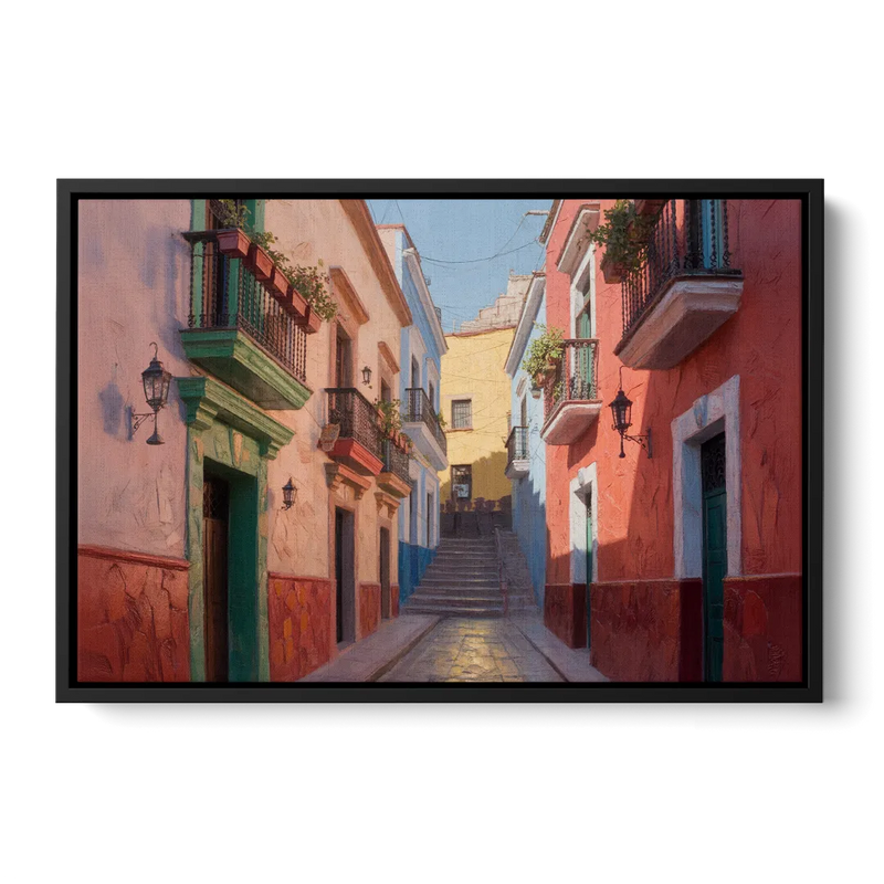 Callejón del Beso Alley Front - Black Canvas Wall Art