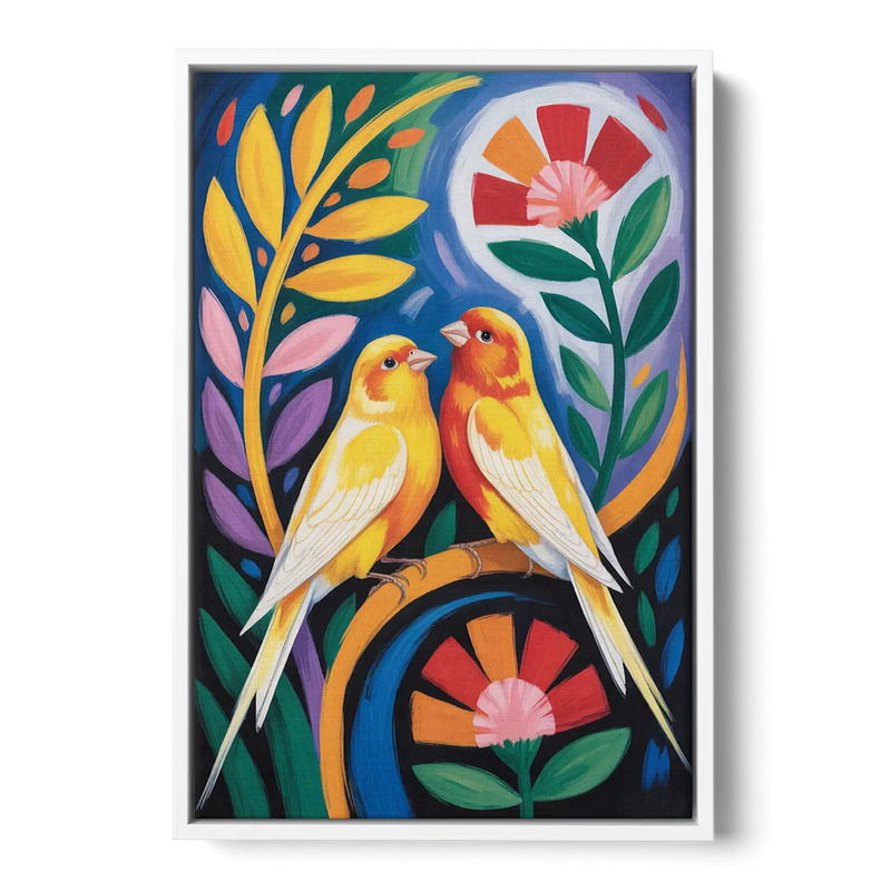 Calm Canary Chirp Front - White Canvas Wall Art