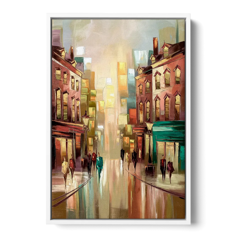 Camden Downtown Streetscape Front - White Canvas Wall Art