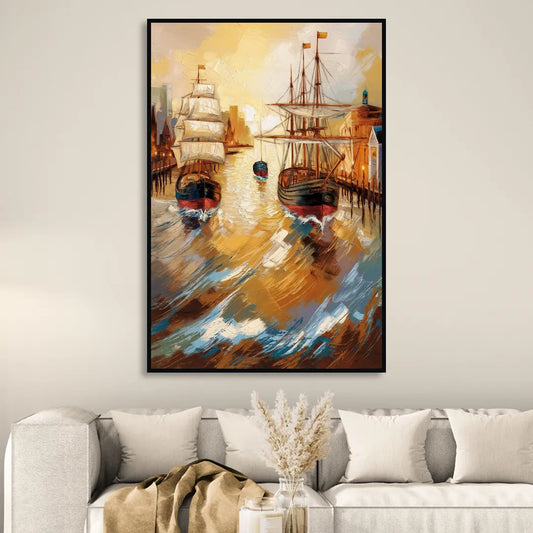 Camden Historic Waterfront Living Room - Black Canvas Wall Art