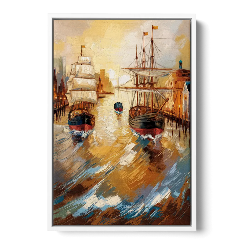 Camden Historic Waterfront Front - White Canvas Wall Art