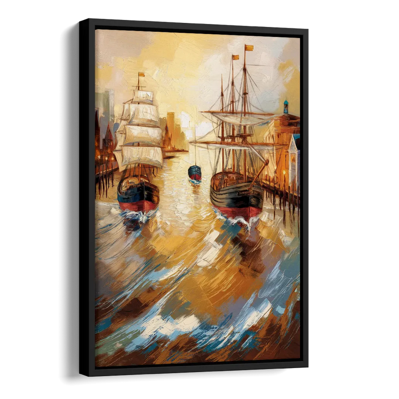 Camden Historic Waterfront Side - Black Canvas Wall Art