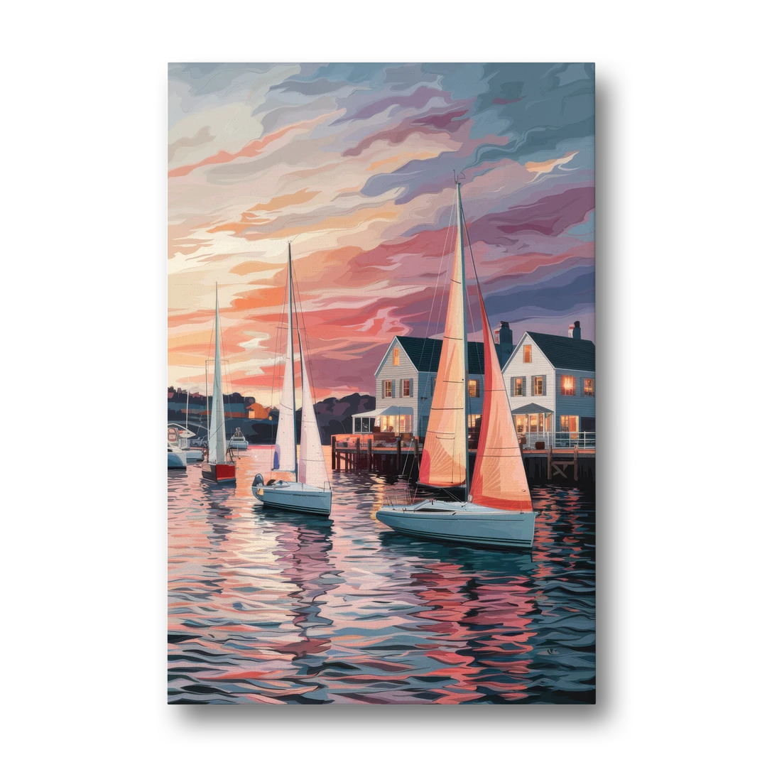 Camden Inner Harbor Sunset - Canvas Wall Art - Front