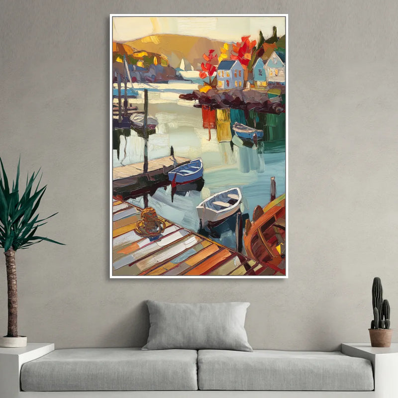Camden Scenic Harbor View Sitting Room - White Canvas Wall Art