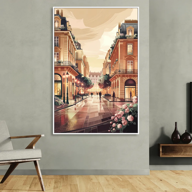 Camden Urban Charm Cityscape Sitting Room - White Canvas Wall Art