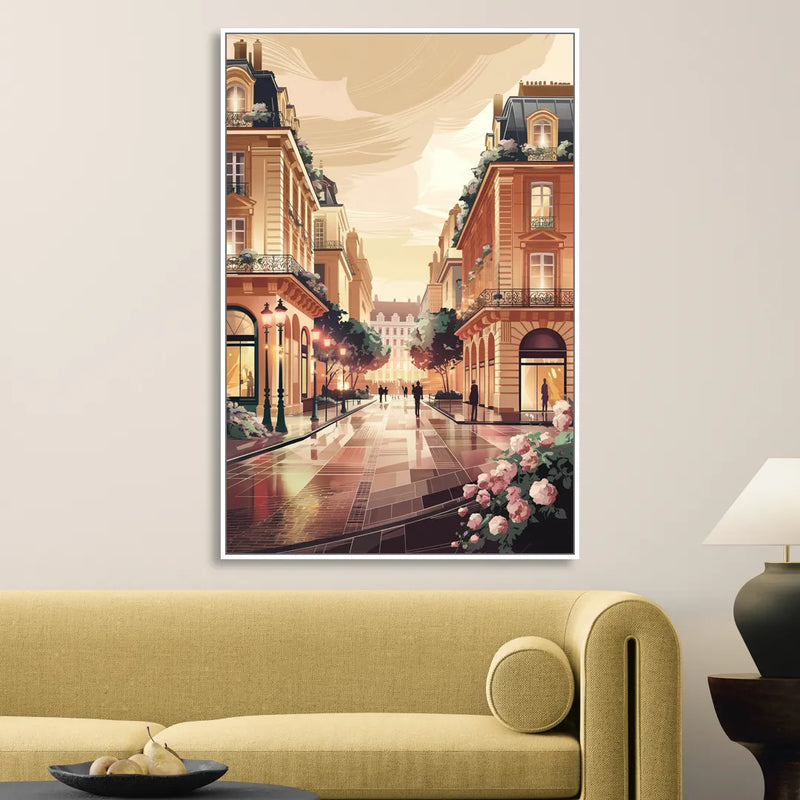 Camden Urban Charm Cityscape Living Room - White Canvas Wall Art