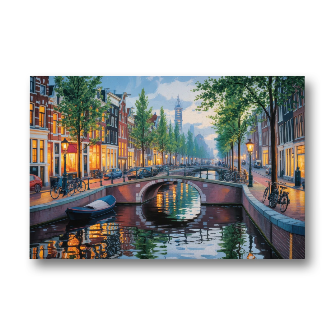 Canals of Amsterdam - Canvas Wall Art - Front