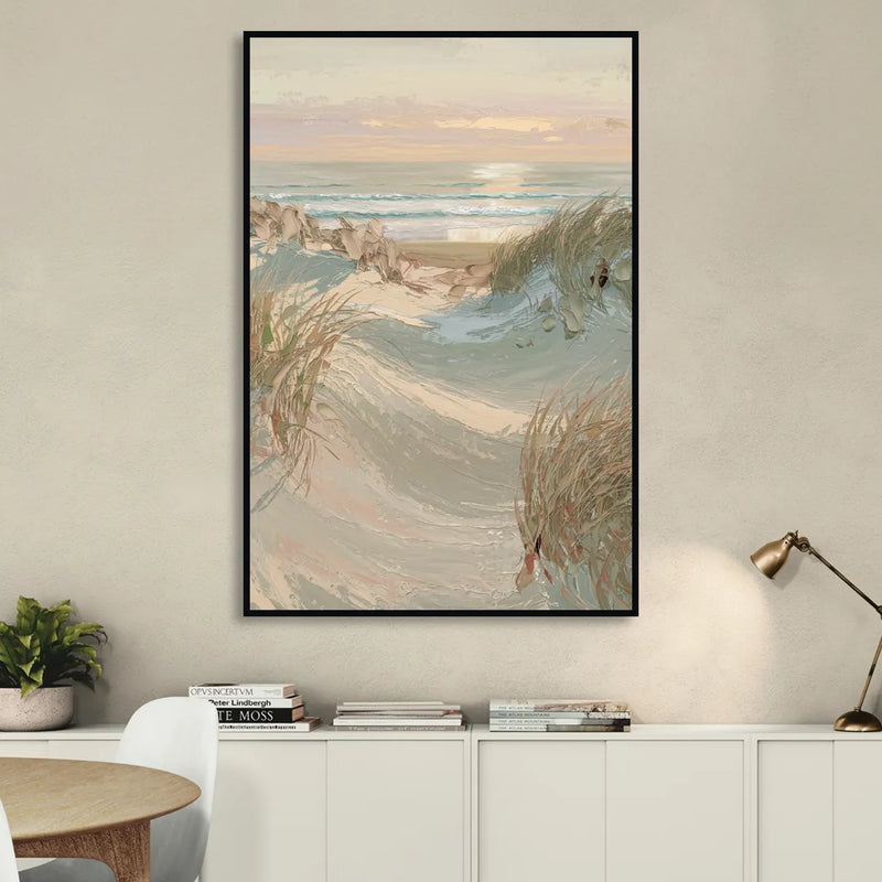 Cape May Coastal Serenity Living Room - Black Canvas Wall Art