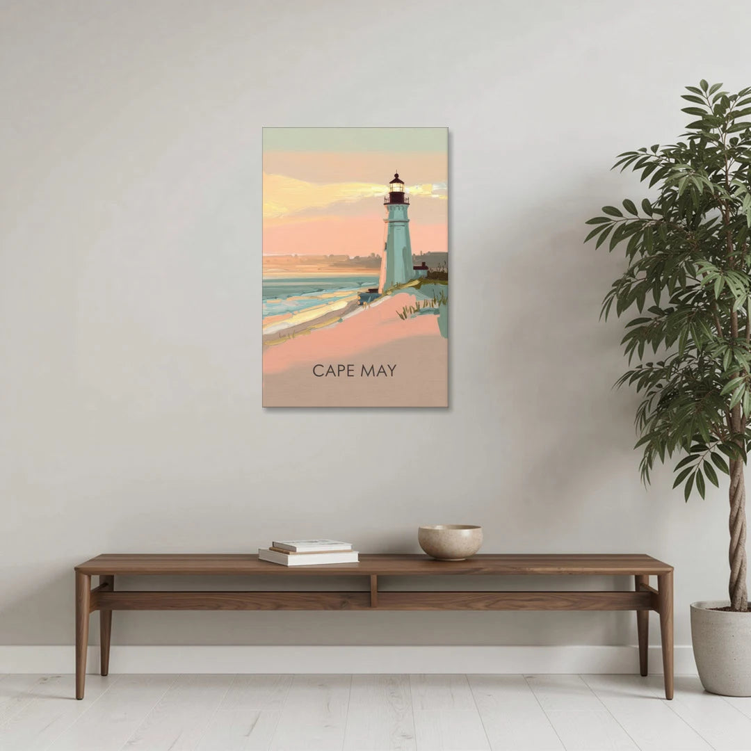 Cape May Lighthouse Glow - Canvas Wall Art - Coffee Table - 24x36