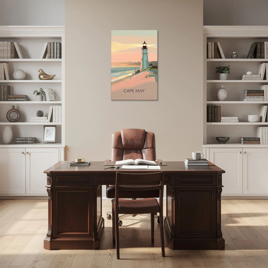 Cape May Lighthouse Glow - Canvas Wall Art - Office - 24x36