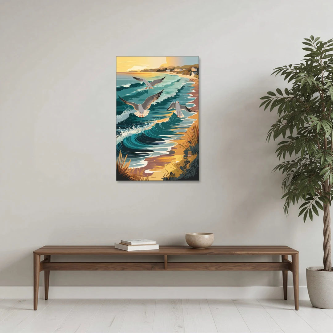 Cape May Seagulls in Flight - Canvas Wall Art - Coffee Table - 24x36