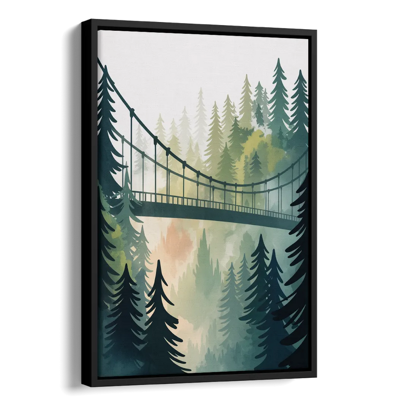 Capilano Suspension Bridge Side - Black Canvas Wall Art