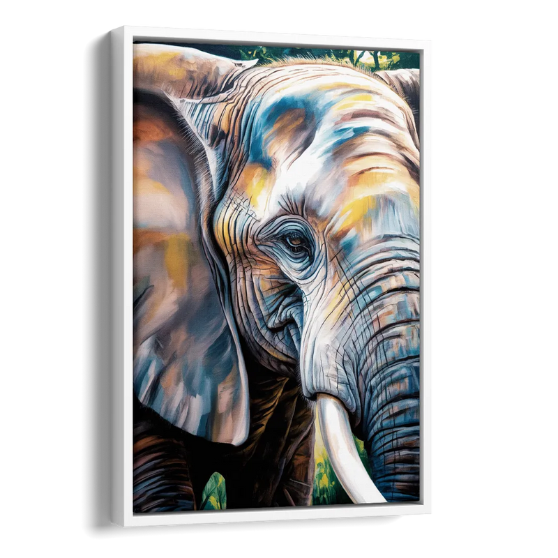 Captivating Elephant Eye Close-Up Side - White Canvas Wall Art