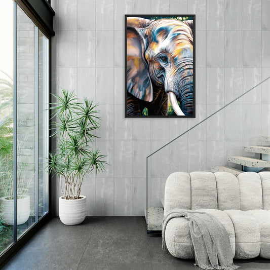 Captivating Elephant Eye Close-Up - Living Room Black Frame Canvas