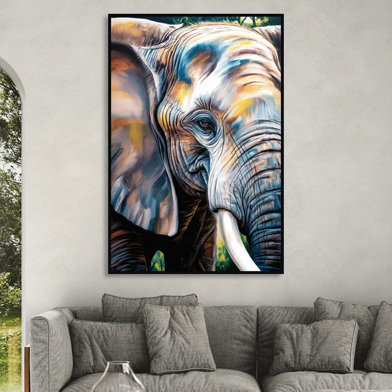 Captivating Elephant Eye Close-Up Living Room - Black Canvas Wall Art