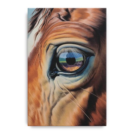 Captivating Horse Eye Close-Up - Canvas Wall Art