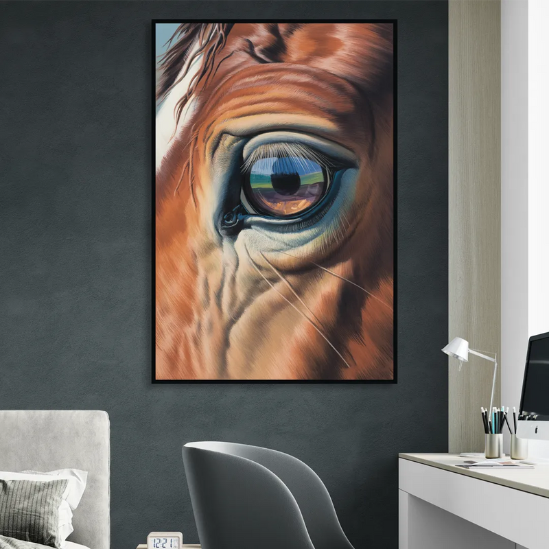 Captivating Horse Eye Close-Up Living Room - Black Canvas Wall Art