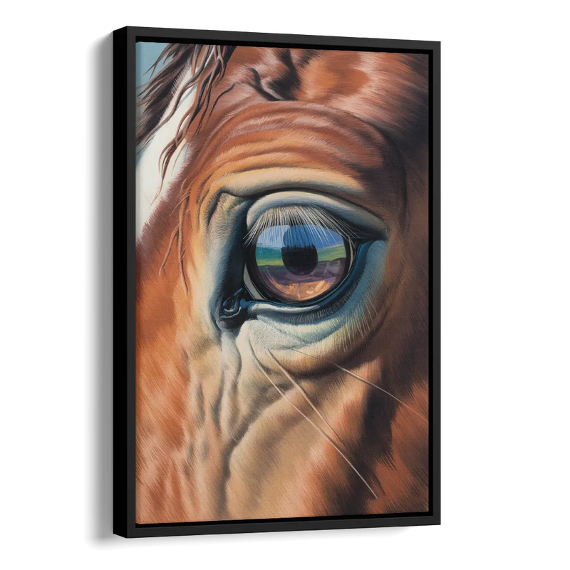 Captivating Horse Eye Close-Up Side - Black Canvas Wall Art