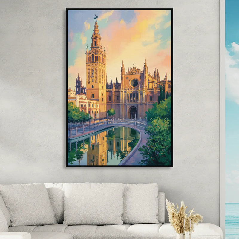 Cathedral Charm Living Room - Black Canvas Wall Art