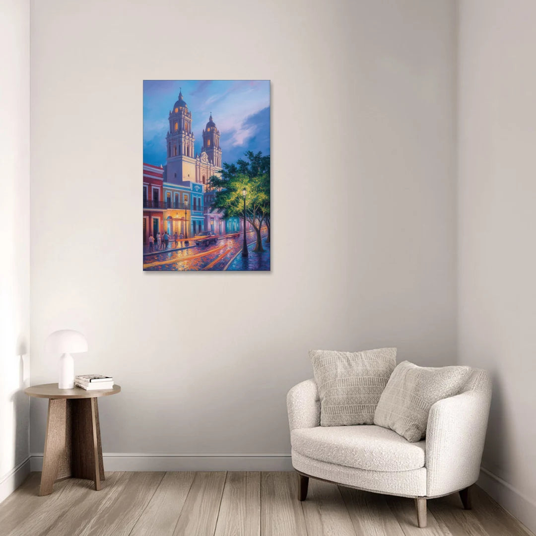 Cathedral of Campeche - Canvas Wall Art - Sofa - 24x36
