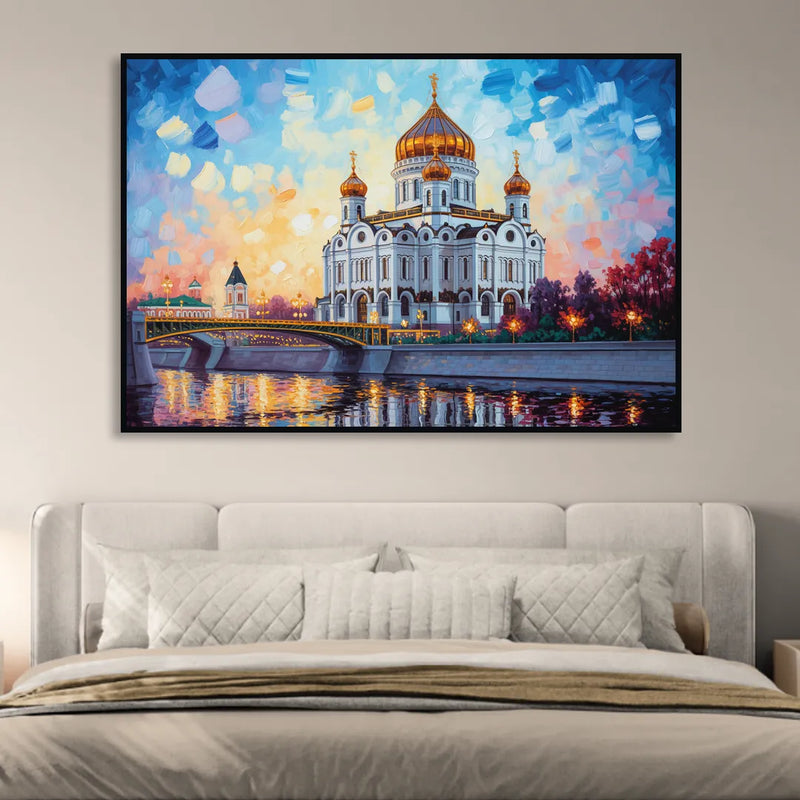 Cathedral of Christ Light Sitting Room - Black Canvas Wall Art