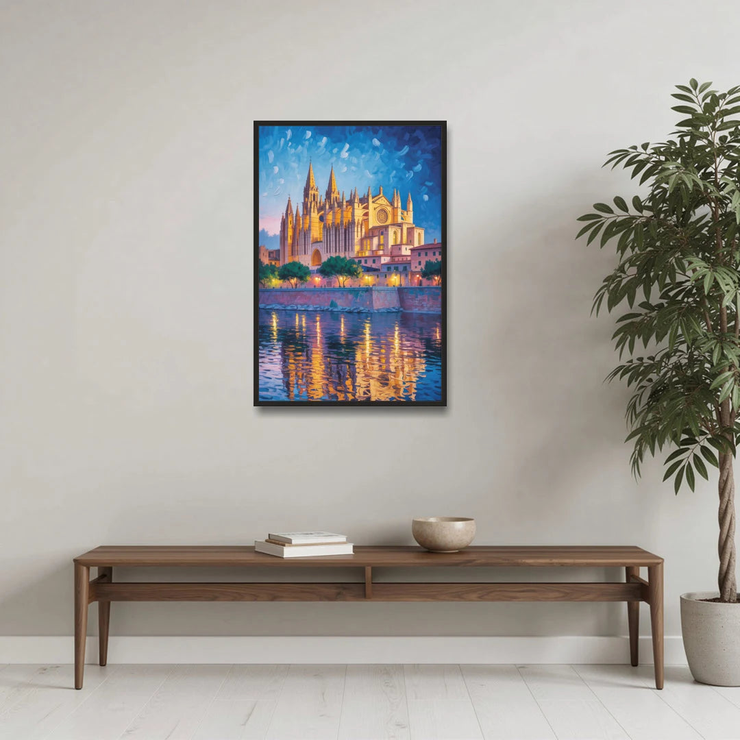 Cathedral of Santa Maria - Black Framed Canvas Wall Art - Coffee Table - 24x36