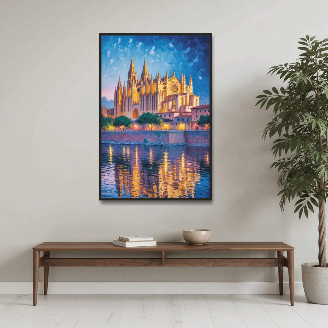 Cathedral of Santa Maria - Black Framed Canvas Wall Art - Coffee Table - 32x48