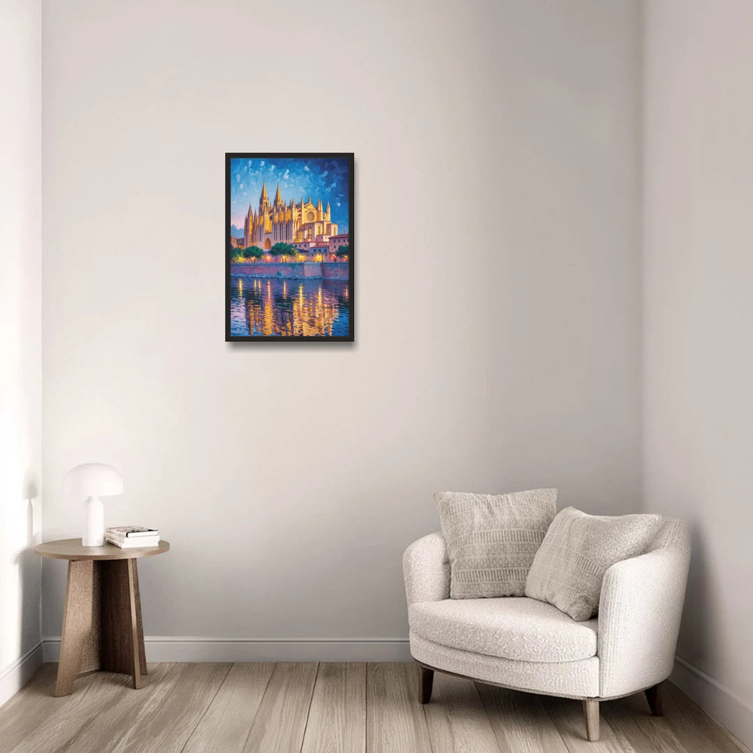 Cathedral of Santa Maria - Black Framed Canvas Wall Art - Sofa - 16x24