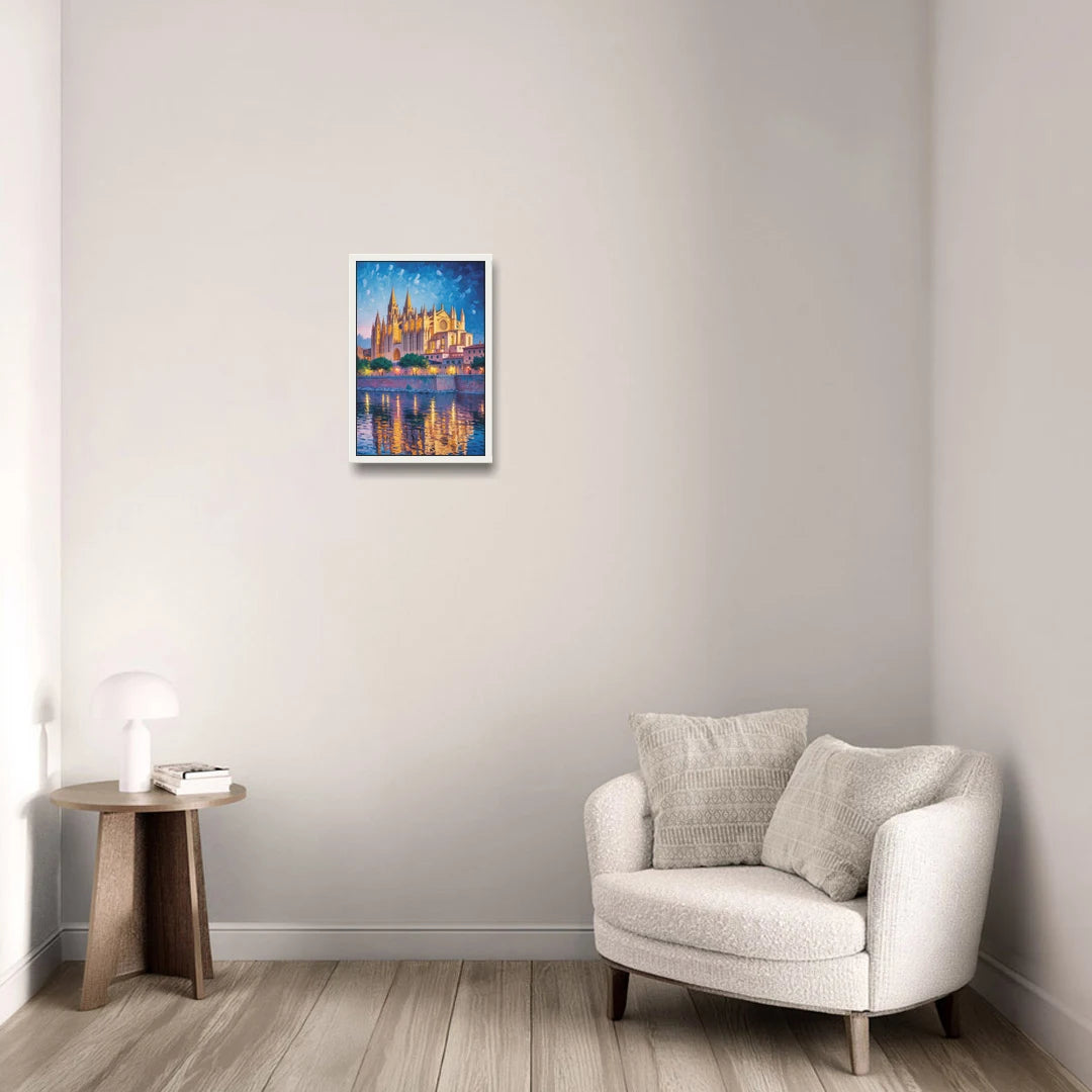 Cathedral of Santa Maria - White Framed Canvas Wall Art - Sofa - 12x18