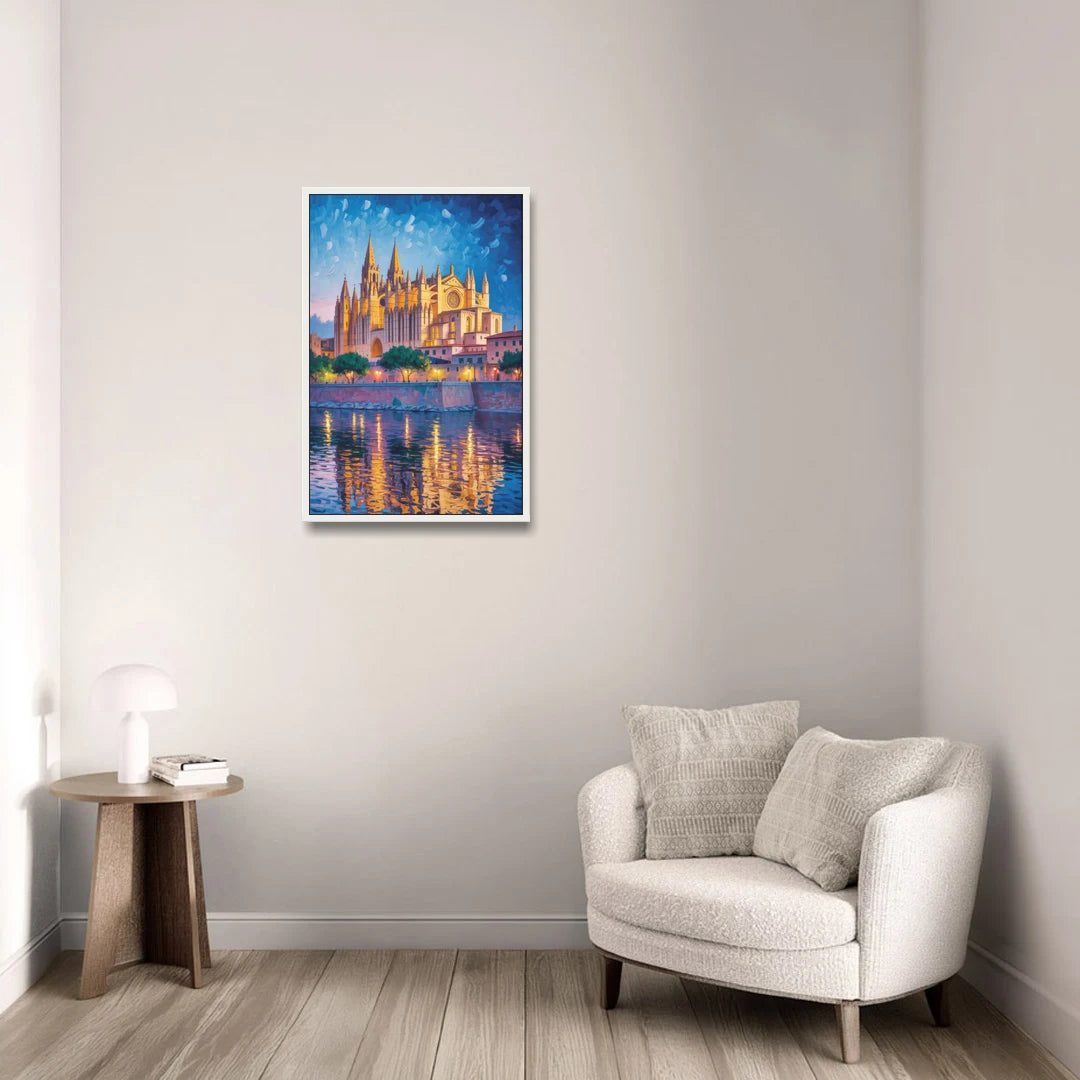 Cathedral of Santa Maria - White Framed Canvas Wall Art - Sofa - 20x30