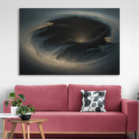 Celestial Vortex Black Abstract Living Room - Canvas Wall Art