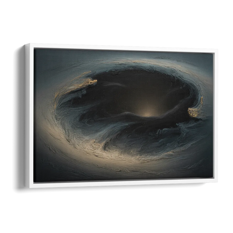Celestial Vortex Black Abstract Side - White Canvas Wall Art