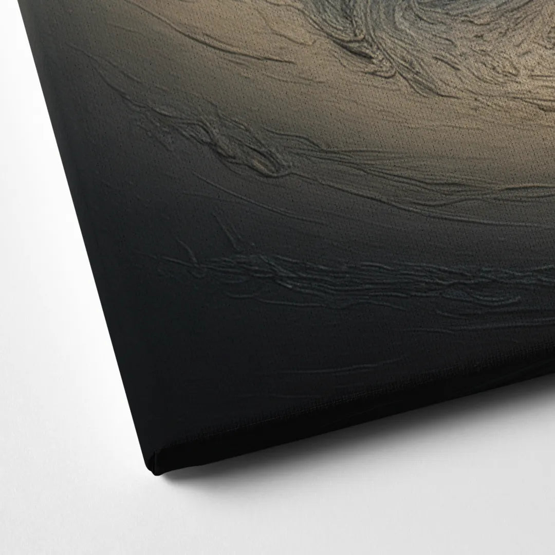 Celestial Vortex Black Abstract Canvas Close Up