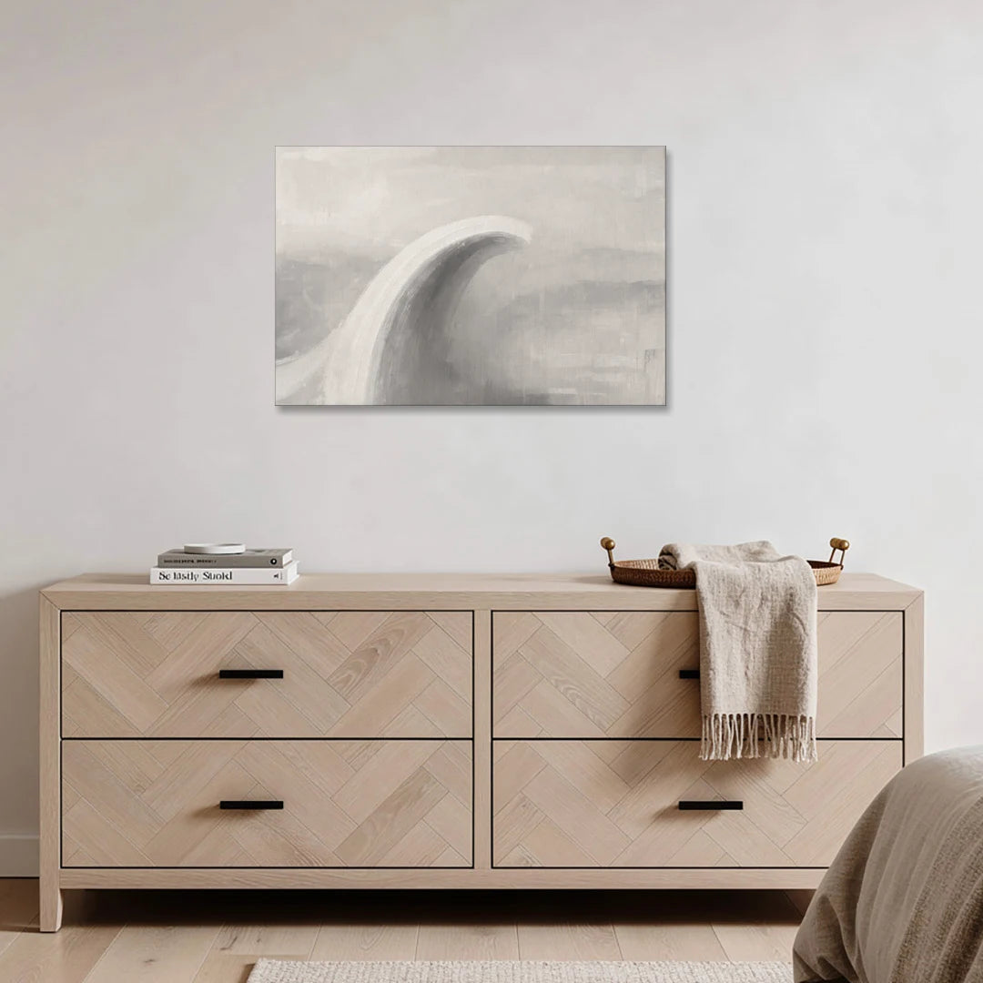 Chalk White Arc in Grey Mist - Canvas Wall Art - Coffee Table - 36x24