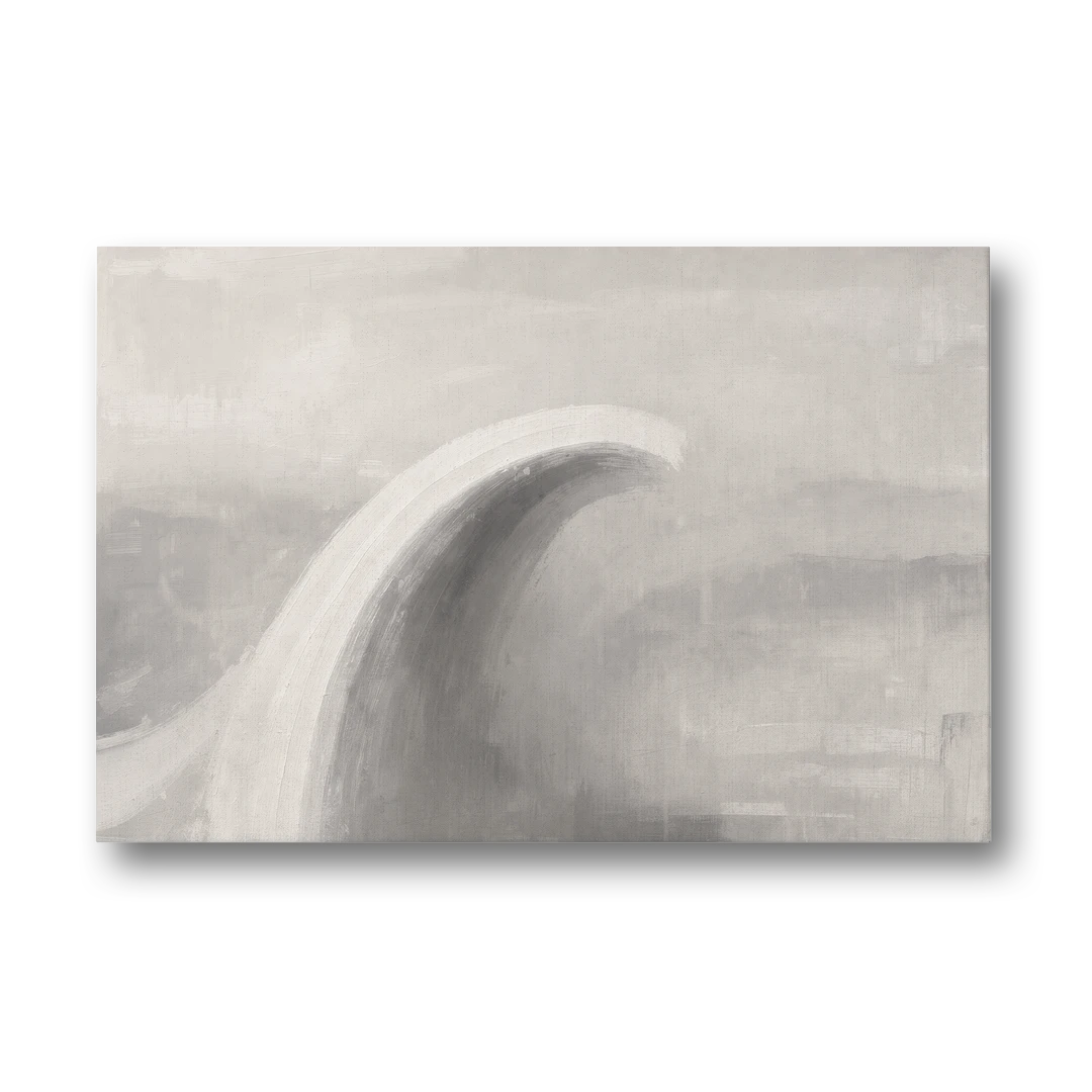 Chalk White Arc in Grey Mist - Canvas Wall Art - Front
