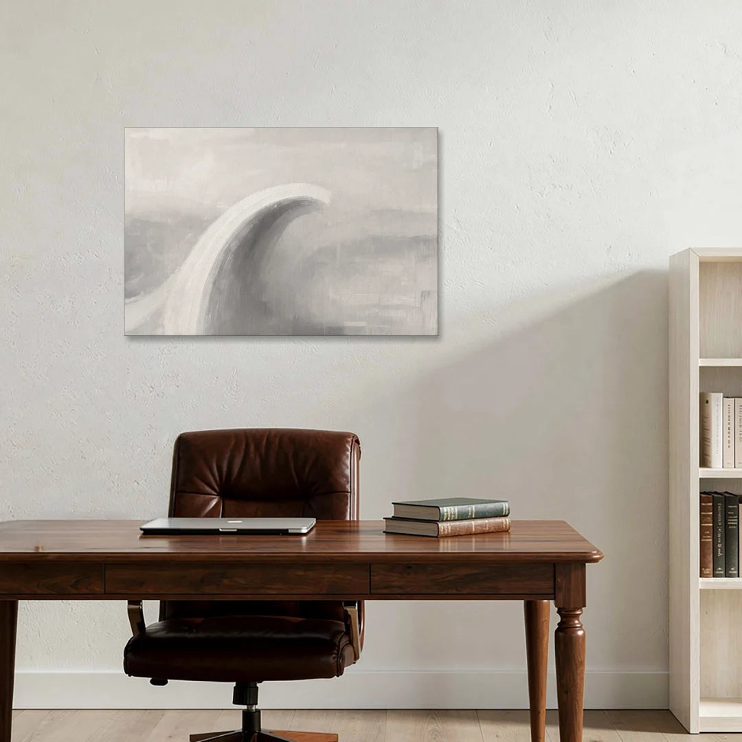 Chalk White Arc in Grey Mist - Canvas Wall Art - Office - 36x24