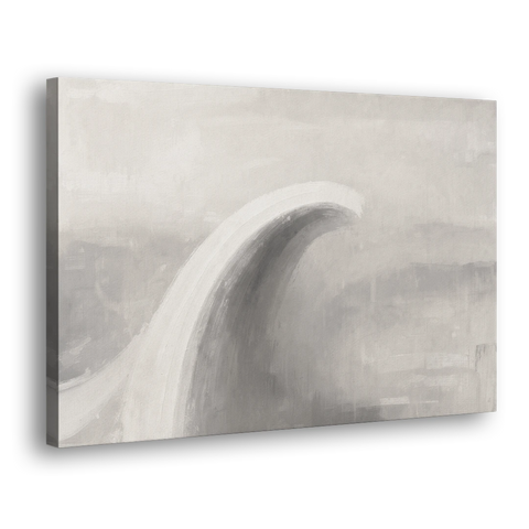 Abstract Chalk White Arc in Gray Mist for the Living Room - Canvas Wall Art