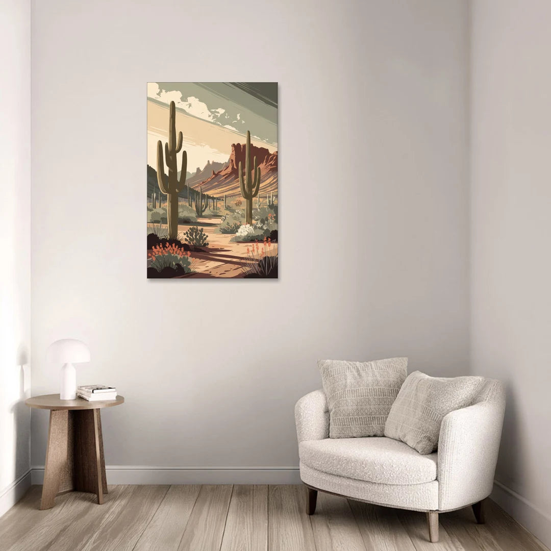 Chandler Arizona Cactus - Canvas Wall Art - Sofa - 24x36