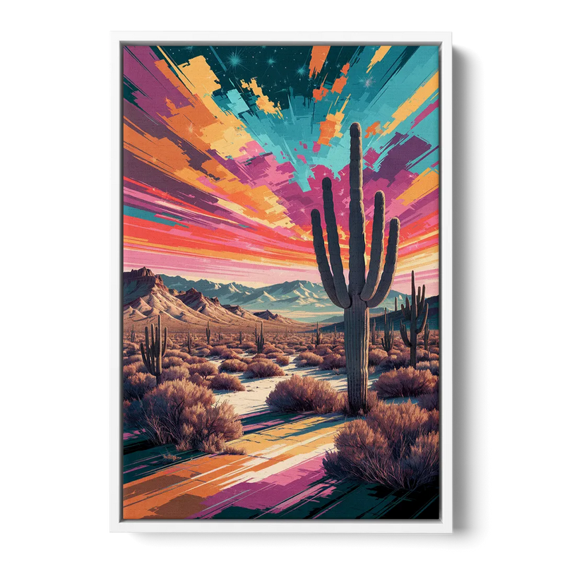 Chandler Desert Sunset Front - White Canvas Wall Art