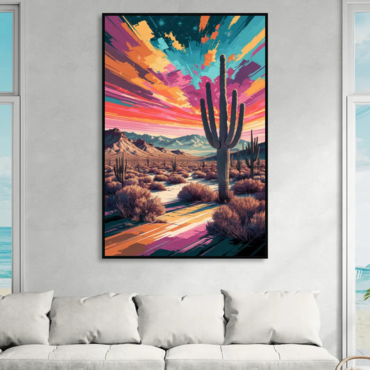 Chandler Desert Sunset Living Room - Black Canvas Wall Art