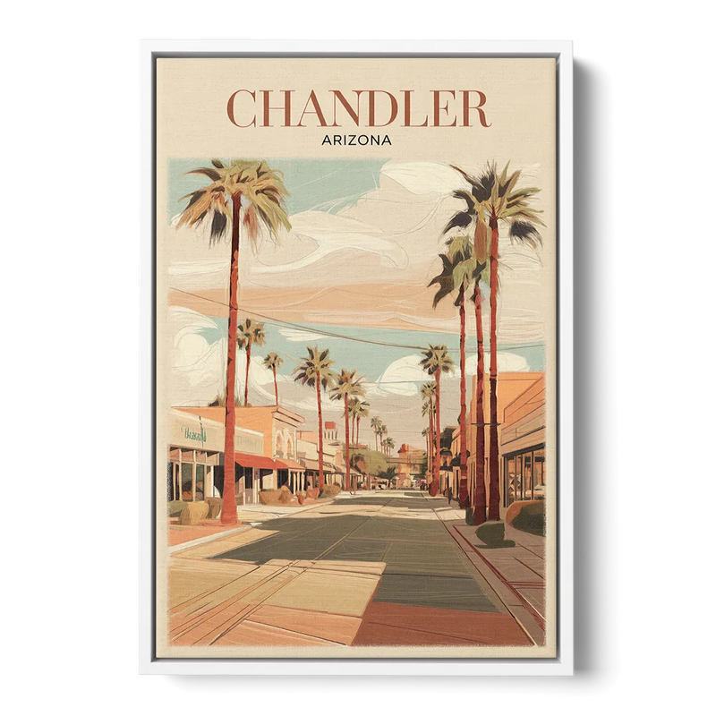 Chandler Downtown Streets Front - White Canvas Wall Art