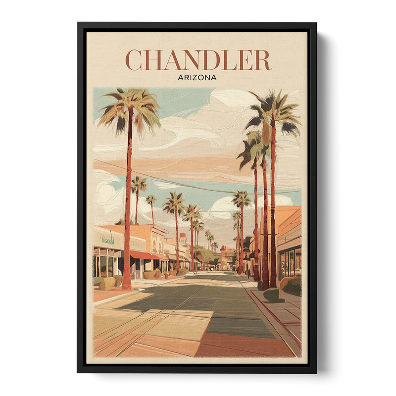 Chandler Downtown Streets Front - Black Canvas Wall Art