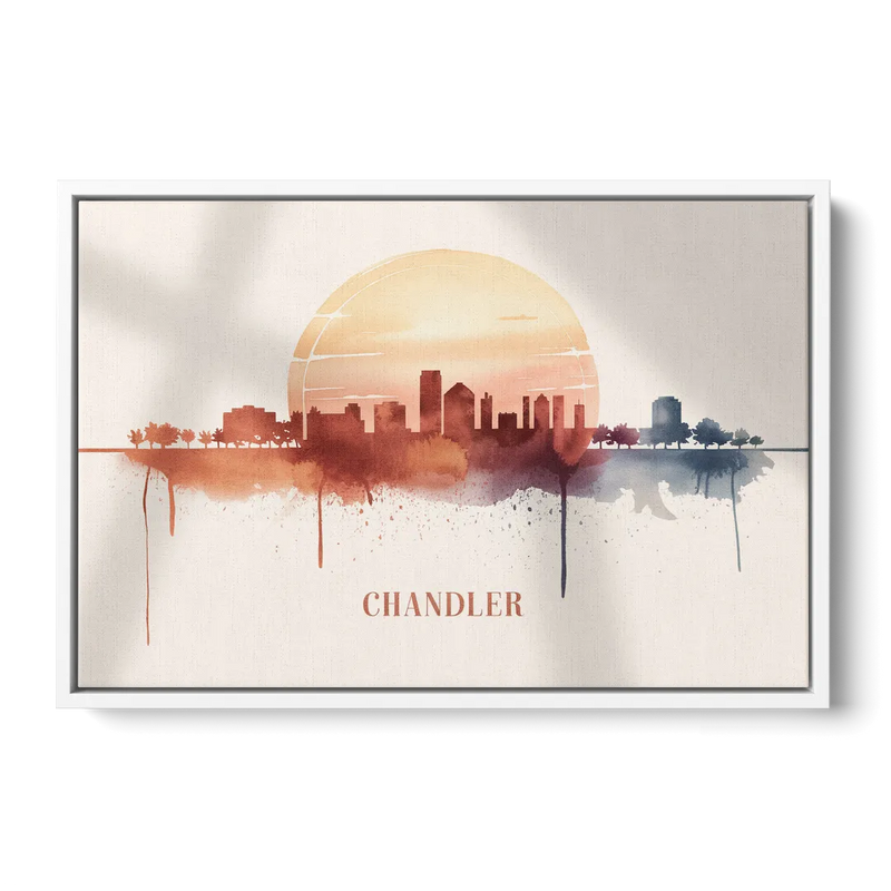 Chandler Skyline View Front - White Canvas Wall Art