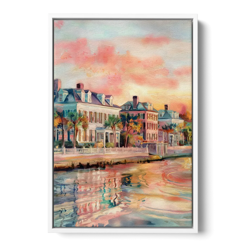 Charleston Battery District Front - White Canvas Wall Art