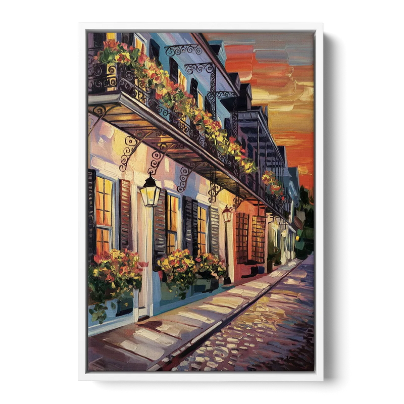 Charleston French Quarter Front - White Canvas Wall Art