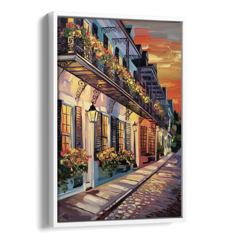 Charleston French Quarter Side - White Canvas Wall Art